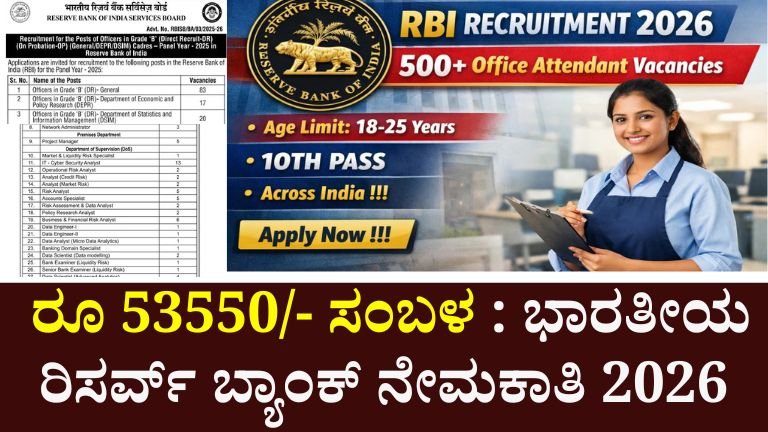 Reserve Bank of India Office Attendant Recruitment 2026